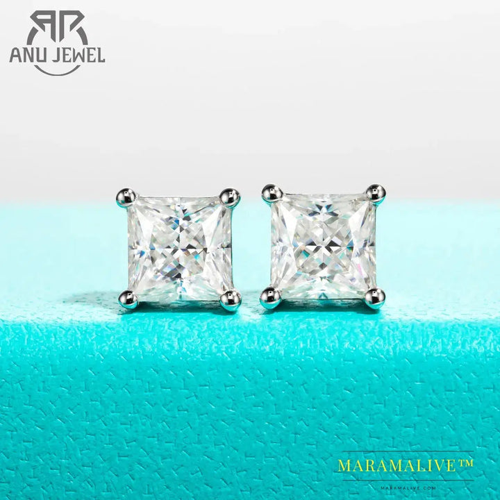 10K Gold Moissanite Stud Earrings For Women | Faux Diamond Studs