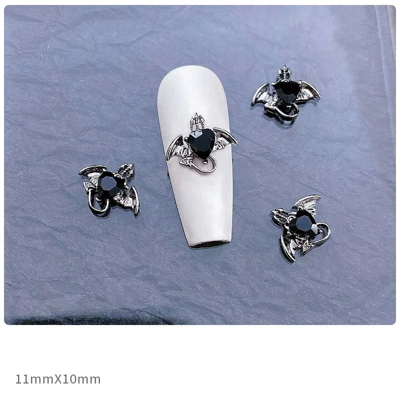 10pcs Dark Gothic Punk Style Nail Art Charms: Alloy Spider Cross & Halloween Ghost Hand - DIY Nail Art Accessories