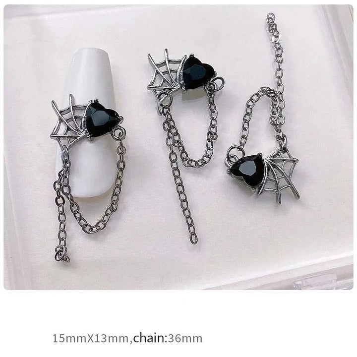 10pcs Dark Gothic Punk Style Nail Art Charms: Alloy Spider Cross & Halloween Ghost Hand - DIY Nail Art Accessories