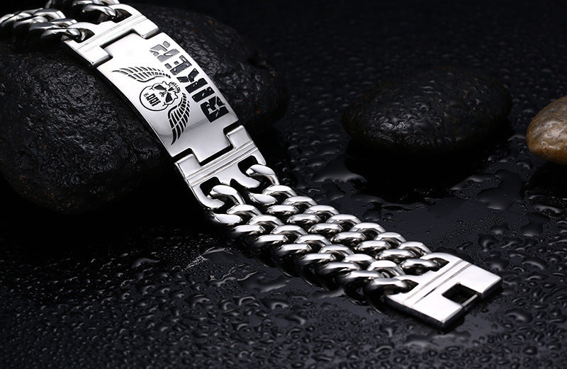 A Maramalive™ stainless steel bracelet with the word Biker on it.