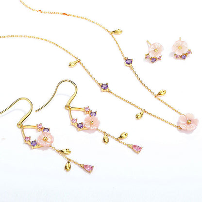 A Floral Jewelry Set with pink and purple flowers from Maramalive™.
