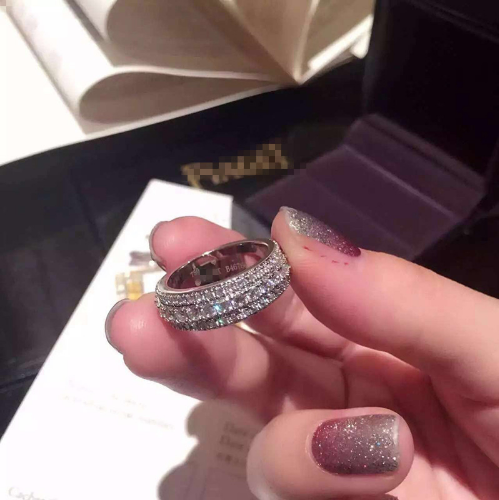 Full diamond rotating silver ring female model rotating ring