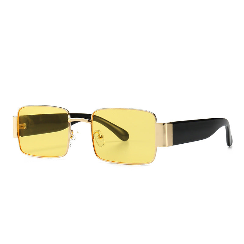 A pair of Maramalive™ Men's square box steampunk metal sunglasses on a white background.