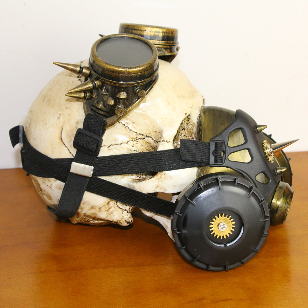 A Steampunk Cosplay props gas mask on a skull by Maramalive™.