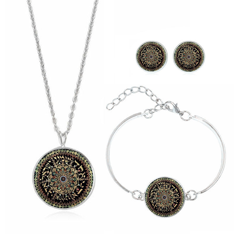 A Maramalive™ Magical Mandala Flower Time Gemstone Jewelry Set for Someone Special: A Stunning Gift for the Woman You Love necklace, bracelet, and earrings set.