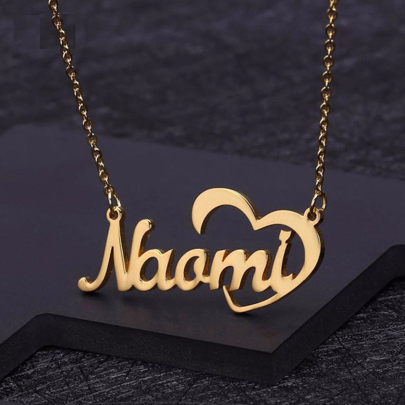 A Beautiful Personalized Name Rose Gold Clavicle Necklace Treat for Her by Maramalive™ with the word nami on it.