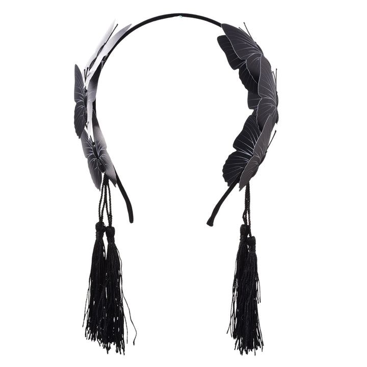 Gothic tassel black butterfly headband with plastic tassels by Maramalive™.