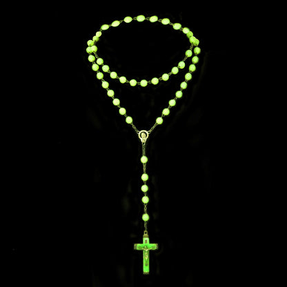 Luminous rosary cross necklace