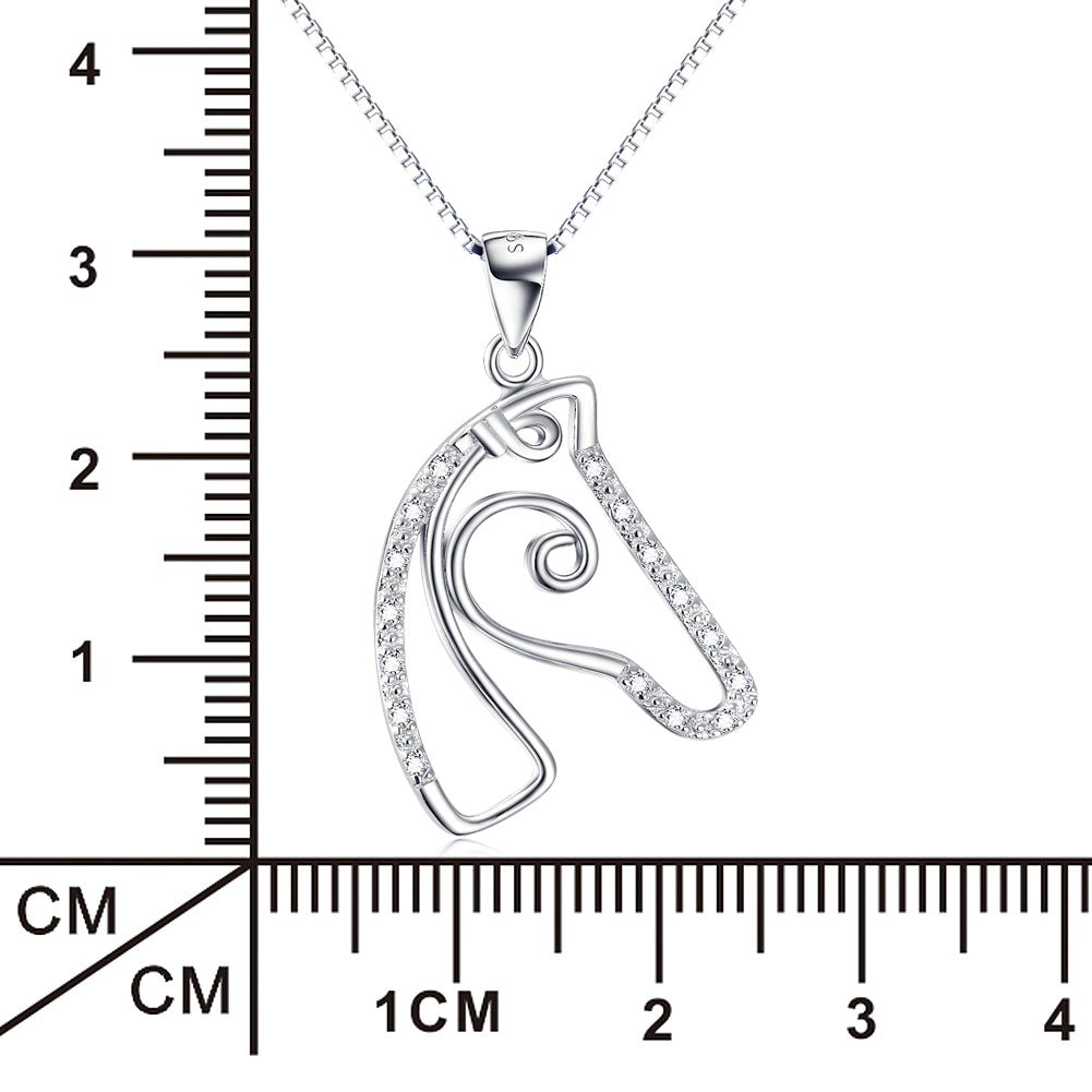 A Maramalive™ Horse Head Pendant Delicate Micro-Set Necklace with diamonds on a chain.