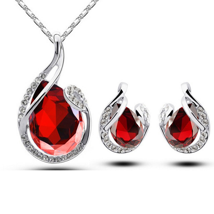 A Maramalive™ red crystal jewelry set.