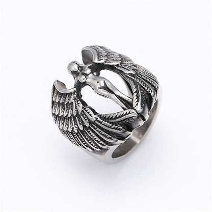 A Unique Punk Gothic Ring with an angel on it by Maramalive™.