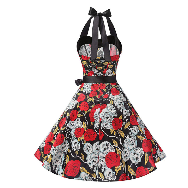 A Gothic-style "The Hepburn Haunt - Halloween Easter Hepburn Dress" adorned with roses.