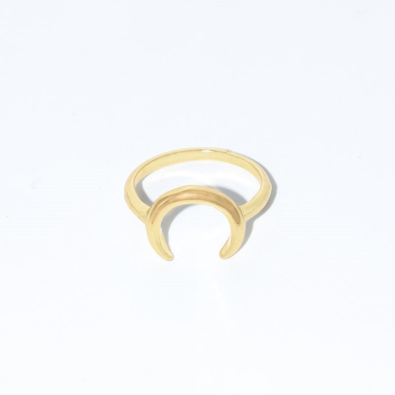 Unique Crescent Moon Shaped Ring in gold, silver and rose gold. Maramalive™ Brand-New Design Rare and Minimal