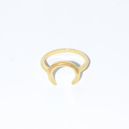 Unique Crescent Moon Shaped Ring in gold, silver and rose gold. Maramalive™ Brand-New Design Rare and Minimal
