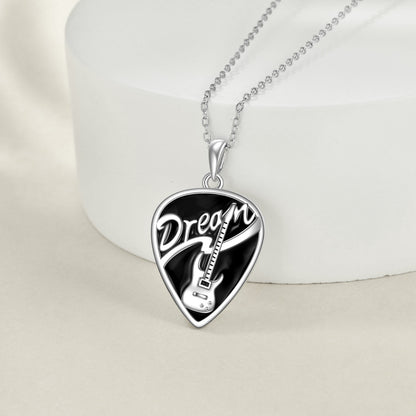Sterling Silver Music Guitar Pick Pendant Necklace Jewelry Gifts for Women