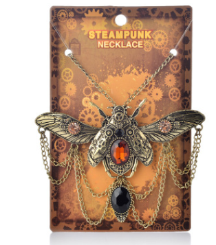 A Vintage Beetle Pendant Steampunk Necklace by Maramalive™ with a bee on it.