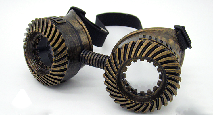 A Steampunk gas mask face with wheels on it from Maramalive™.