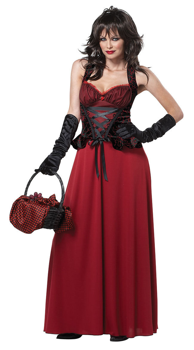 Two women in Maramalive™ Halloween Costumes for Women - Little Red Riding hood costumes.