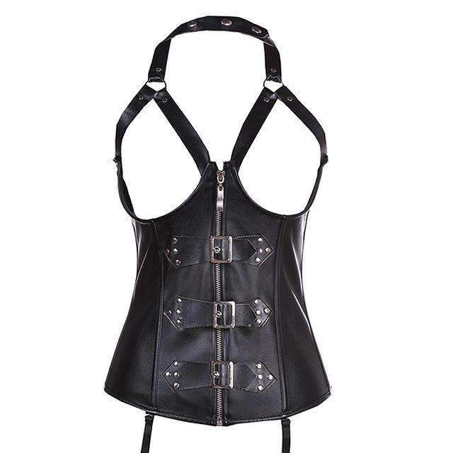 A New Steampunk Steel Boned Lace up Back Sexy Body Bustier Overbust Corset with metal buckles by Maramalive™.