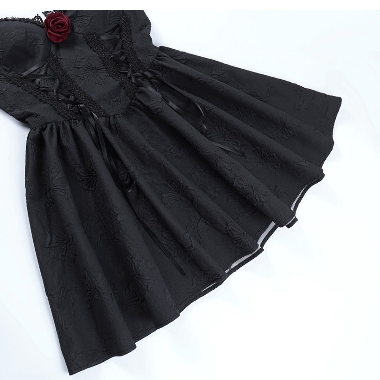A woman in a Rose Dark Jacquard Ladies Slip Dress by Maramalive™.