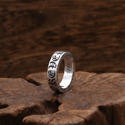 A Gothic Cross Ring with words on it, by Maramalive™.