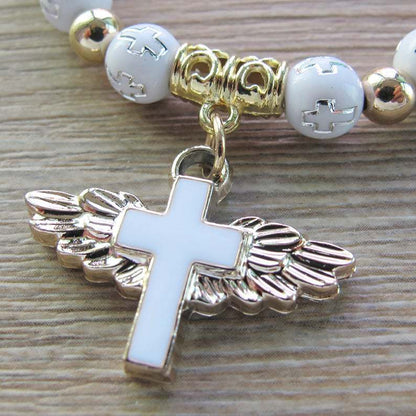 Oil Dripping Angel Cross Rosary Bracelet