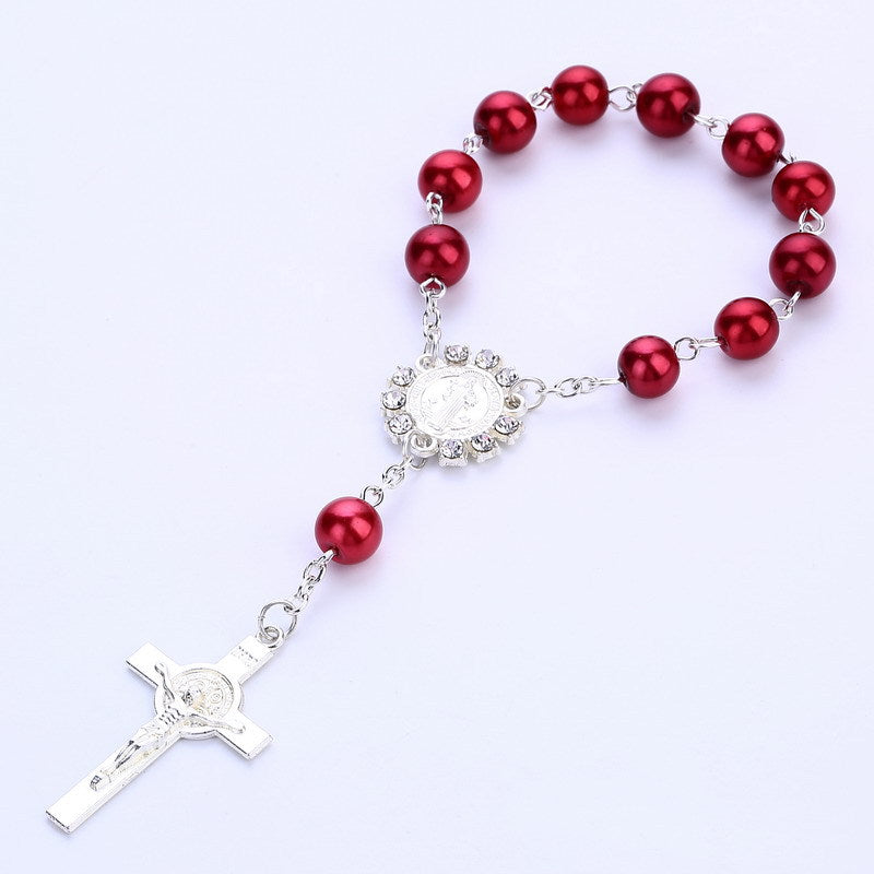 Cross Pendant Rosary Bracelet