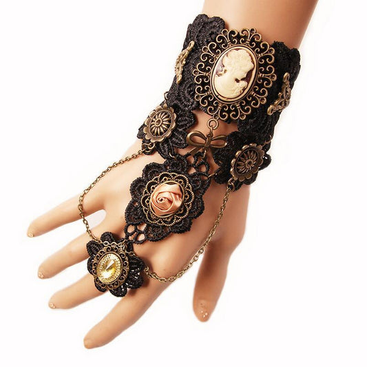 A mannequin's hand with a Steampunk Lace Finger Bracelet by Maramalive™.