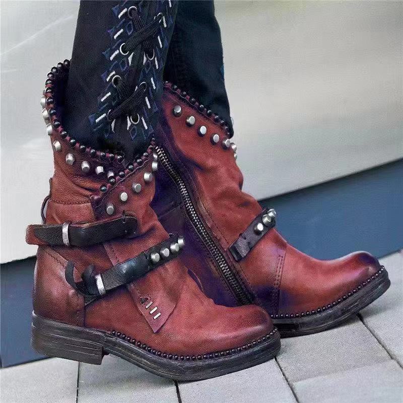 Studded side zipper Knight boots