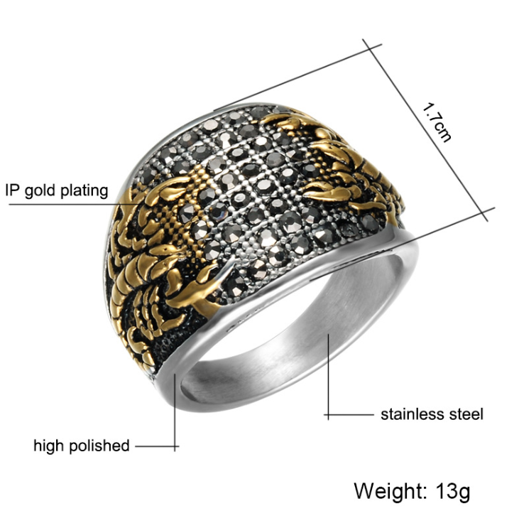 personality stainless steel diamond men's ring hip hop ring