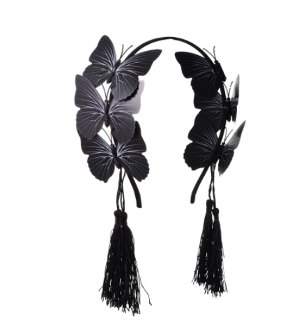 Gothic tassel black butterfly headband with plastic tassels by Maramalive™.