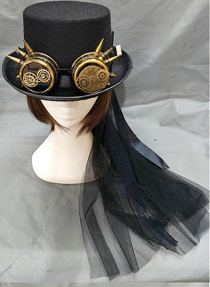 Maramalive™ Steampunk Top Hat with roses and gears.