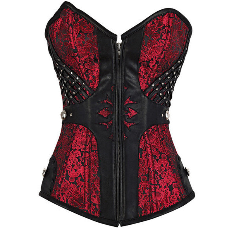 A Maramalive™ black corset with rivets and studs, perfect for waist protection and body shaping.