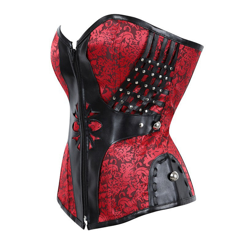 A Maramalive™ black corset with rivets and studs, perfect for waist protection and body shaping.