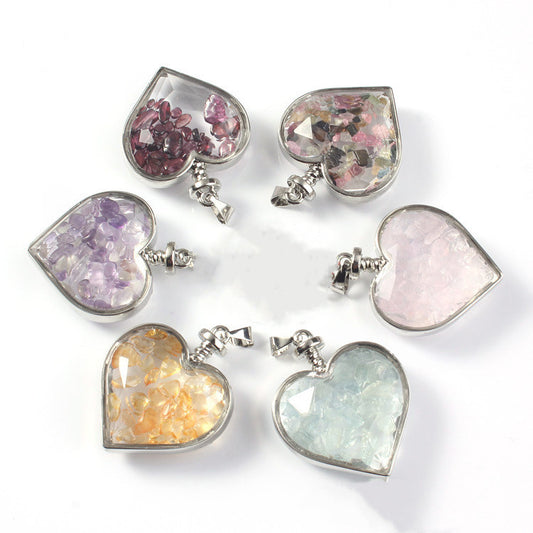 A group of Crystal Love Necklaces with different colored stones by Maramalive™.