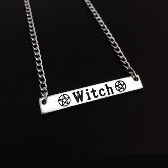 A Gothic Witch Personality Jewelry necklace with the word witch on it from Maramalive™.