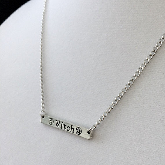 A Gothic Witch Personality Jewelry necklace with the word witch on it from Maramalive™.