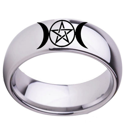 A Moon Star Arc Ring with a pentagram on it by Maramalive™.