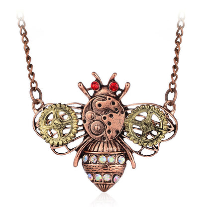 A Maramalive™ European And American Steampunk Heart-Shaped Mechanical Gear Necklace with a butterfly on it.