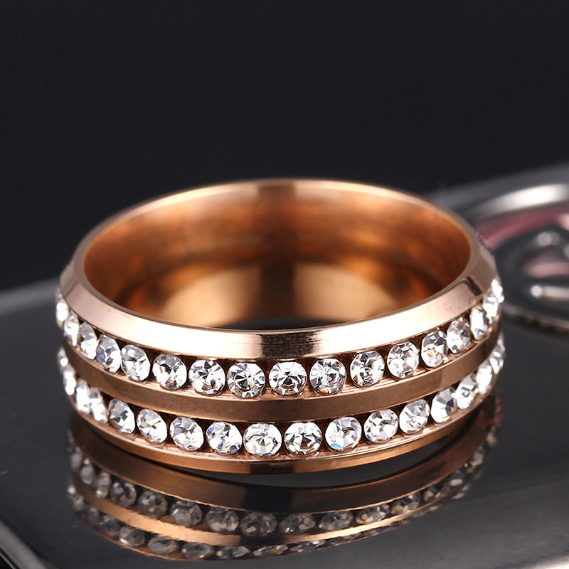A set of four Diamond Double Row Titanium Steel Stainless Steel rings in different colors from Maramalive™.