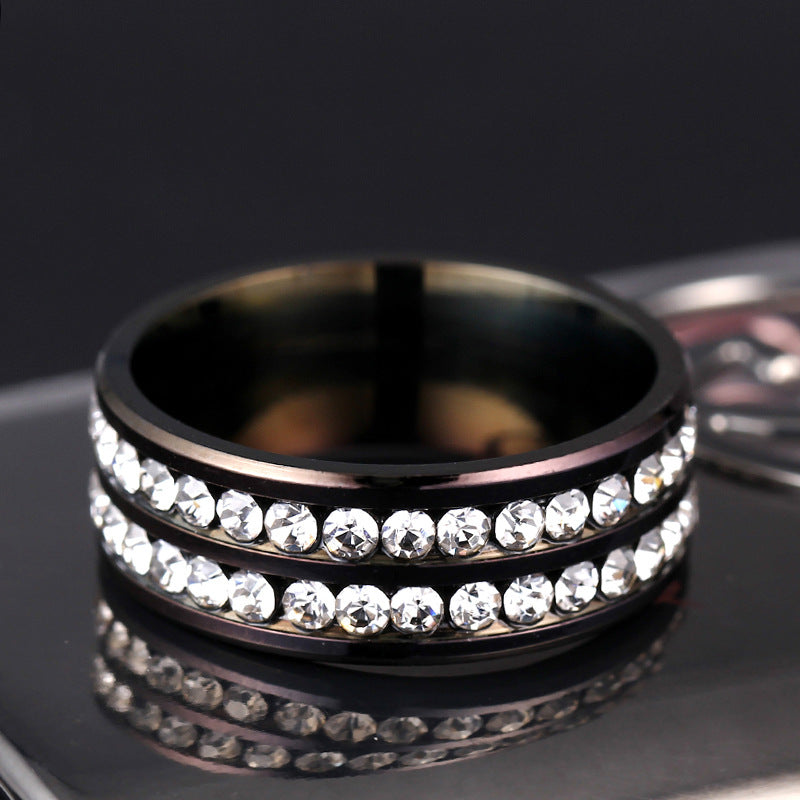 A set of four Diamond Double Row Titanium Steel Stainless Steel rings in different colors from Maramalive™.