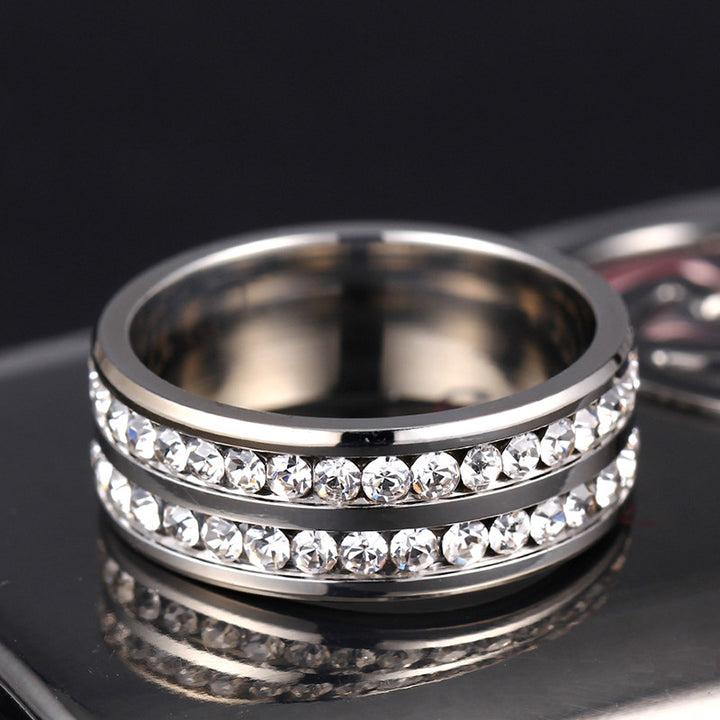 A set of four Diamond Double Row Titanium Steel Stainless Steel rings in different colors from Maramalive™.