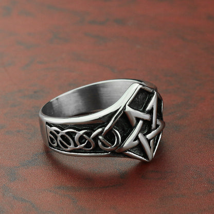 Titanium Steel Five-pointed Star Viking Ring