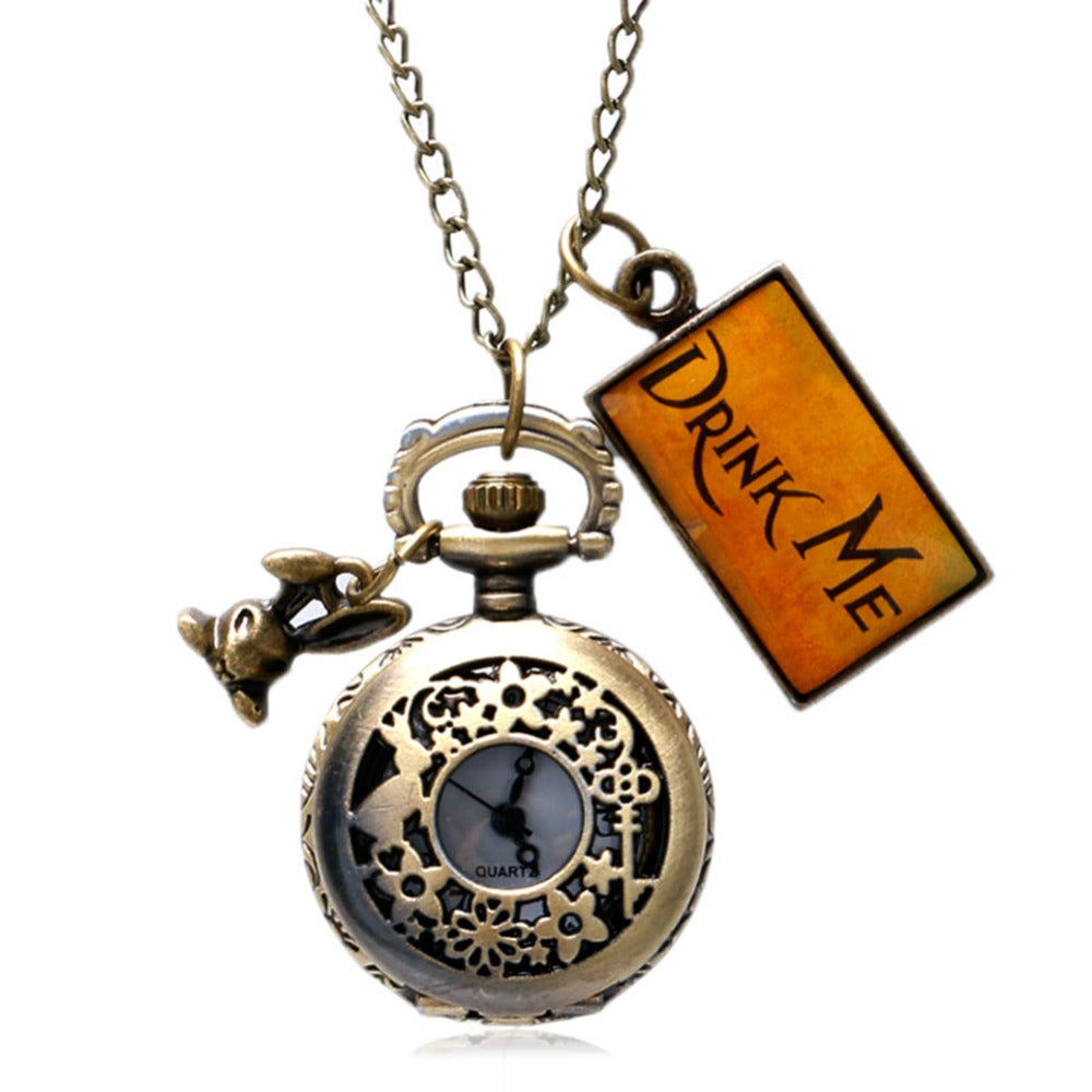 Maramalive™'s Vintage Alice Openwork Petal Pocket Watch necklace.