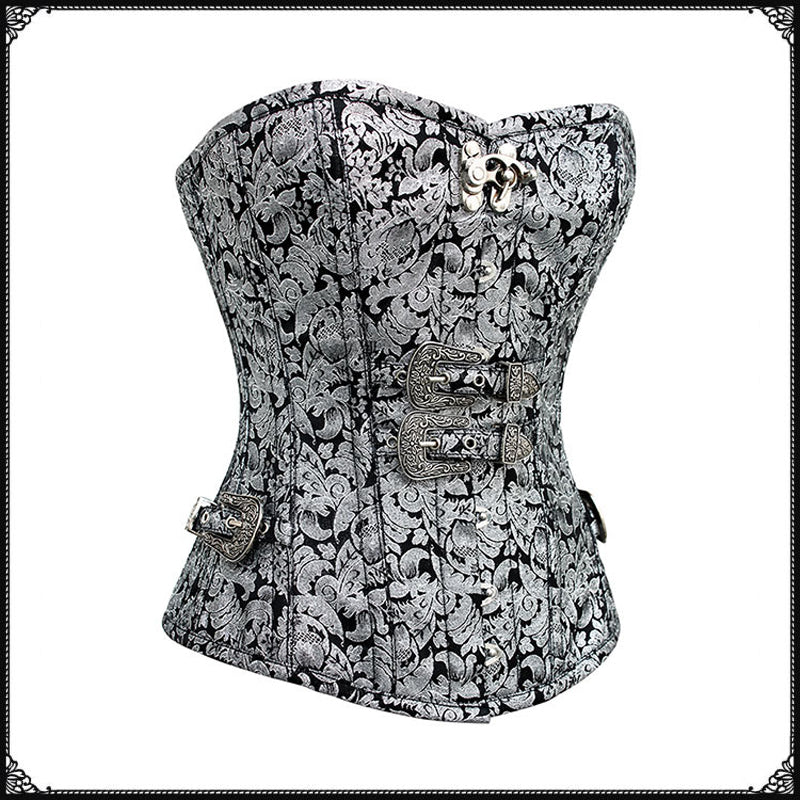 The back of a Maramalive™ Magic Card Riding New European And American Retro Palace Gothic Vest Corset Steel Bone Cosplay Halloween Shooting Suit with laces made of polyester fiber.