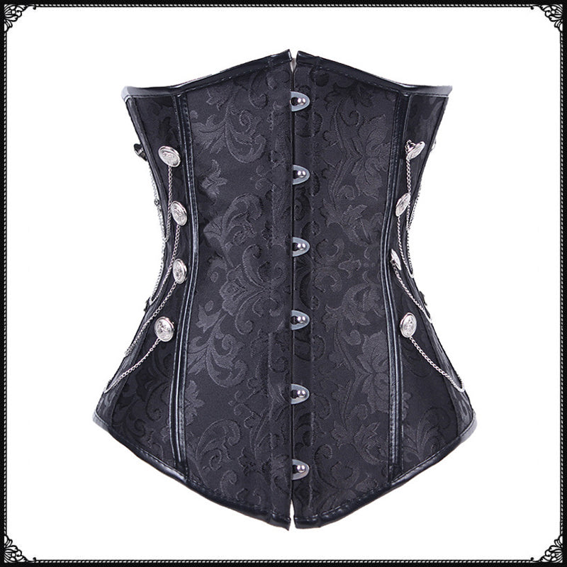 The back of a Maramalive™ Magic Card Riding New European And American Retro Palace Gothic Vest Corset Steel Bone Cosplay Halloween Shooting Suit with laces made of polyester fiber.