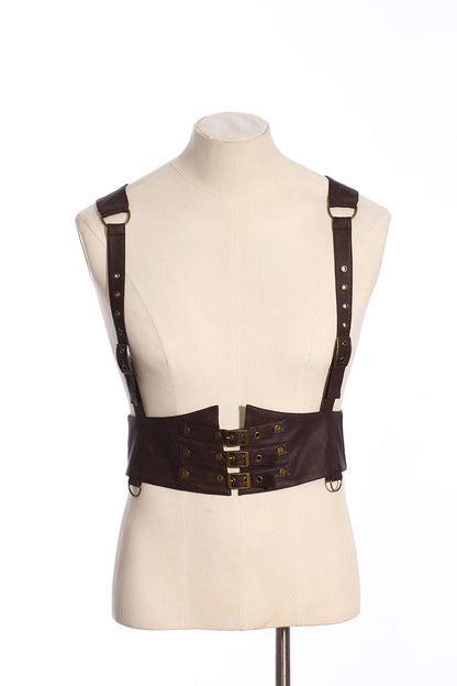 Mannequin wearing a Brown Steampunk Gothic Sling Vest from Maramalive™