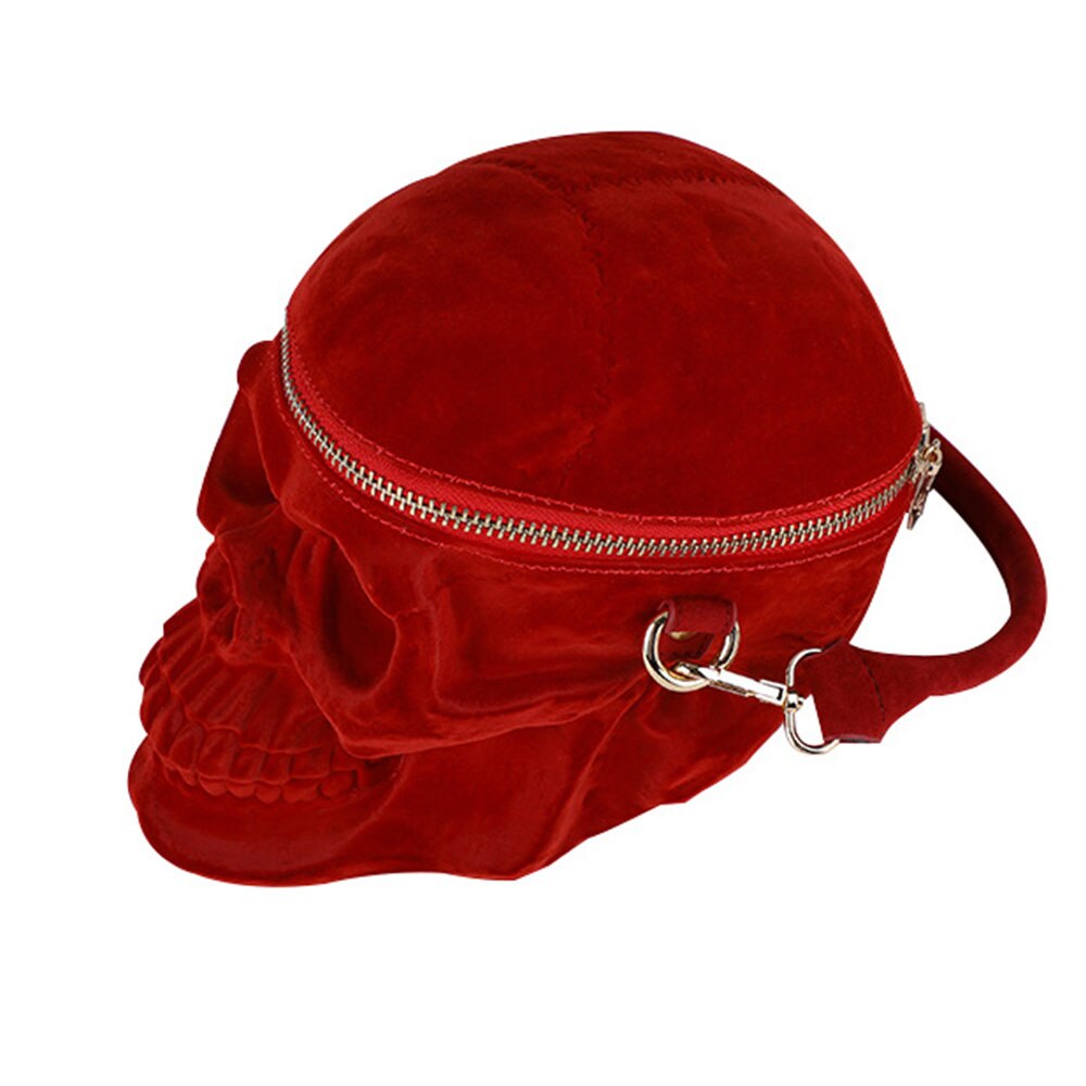 A Gothic Velvet Skull Bag 3D Black Zipper Purse Portable Shoulder Tote Goth Hand Bag Skull Bag Motorcycles Bag by Maramalive™.