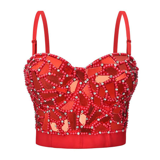Plexiglass Studded Corset, Wearing Stage Performance Clothes, Sequined Camisole, Women's New European And American Tube Top
