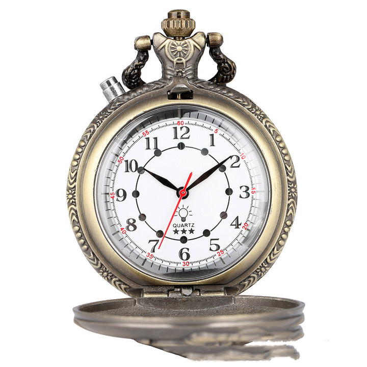 A Retro Locomotive Pocket Watch with a train on it from Maramalive™.